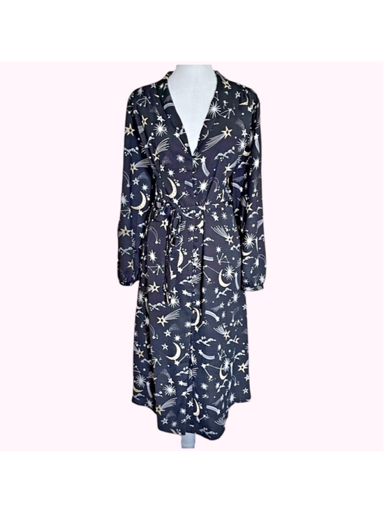 Joanie Dresses & Skirts - Joanie Babs Black Celestial Moon Star V Neck Midi Dress Size 14